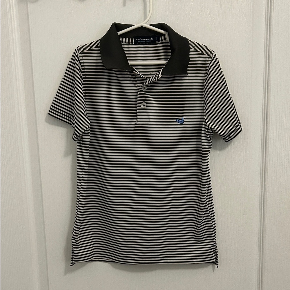 Southern Marsh Navy and White Striped Polo